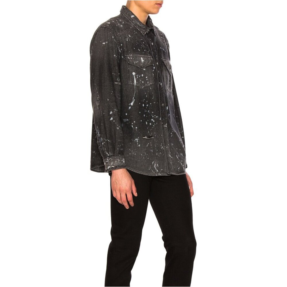 AMIRI Western Denim Paint Shirt In Black S - Picture 13 of 13